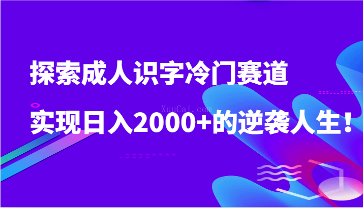 探索成人识字冷门赛道,实现日入2000+的逆袭人生!-续财库
